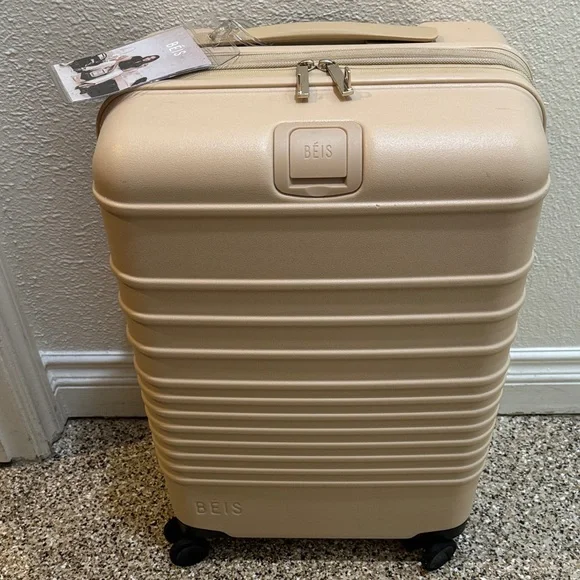 BEIS Hard Shell Suitcase carry on roller in beige/black $268+tax = $290 - Picture 10 of 17